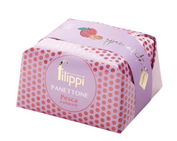PANETTONE CON PESCA CANDITA E AMARETTI 500