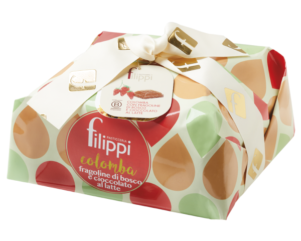 Colomba aux fraises des bois et chocolat au lait